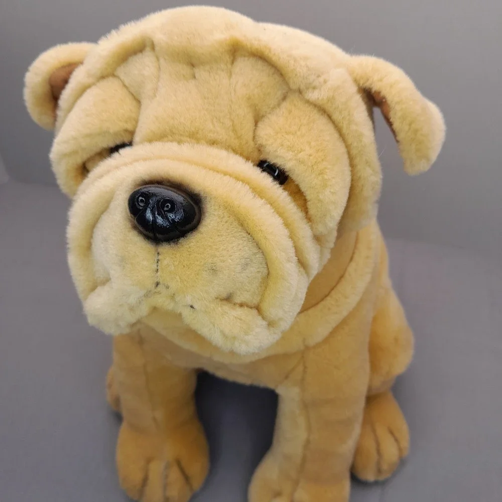 Market Identity Shar Pei Dog Plush Stuffed Animal Tan Wrinkled Puppy 10 Inch